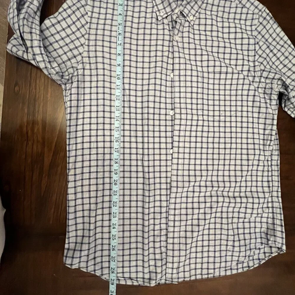 J Crew Slim Fit Blue Check Button Down Men's Long Sleeve Dress Shirt, Size Large